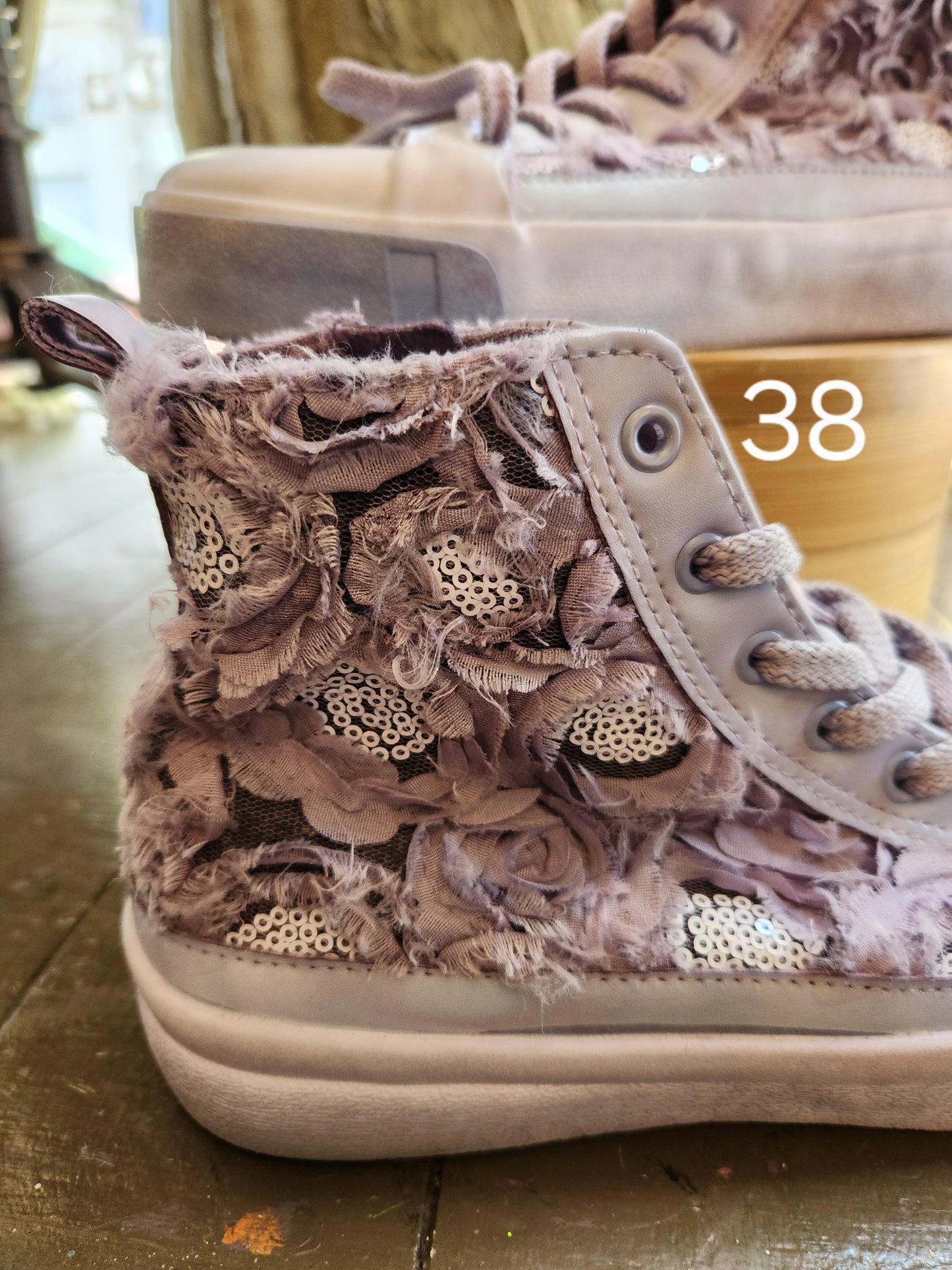 Hand Dyed Floral High Top Sneaker