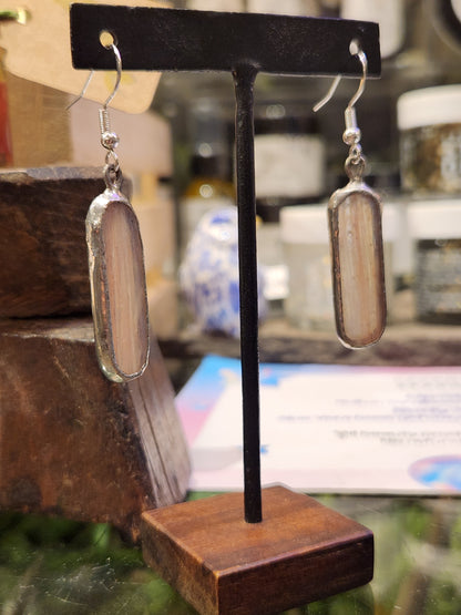 Pink Irridescent Long Oval Earrings - *KC34