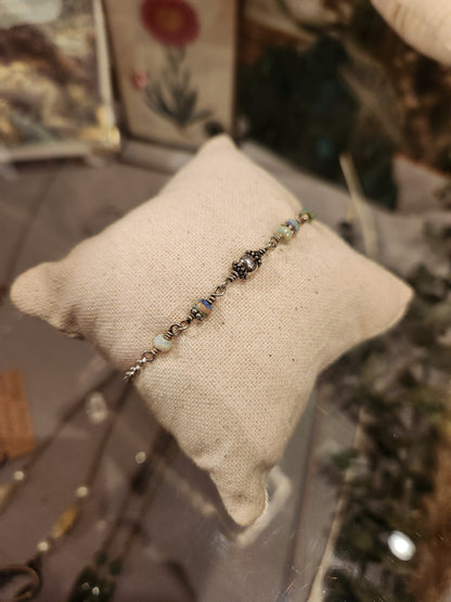 Opal with Sterling Silver Bead Bracelet