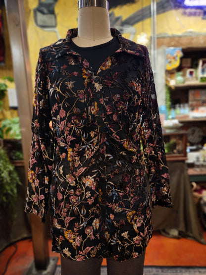 Mesh Button Down - Black/Red Multicolor