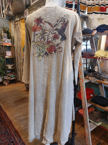 Khaki Asymmetric Jacket w/ Floral appliques