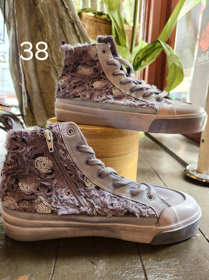 Hand Dyed Floral High Top Sneaker