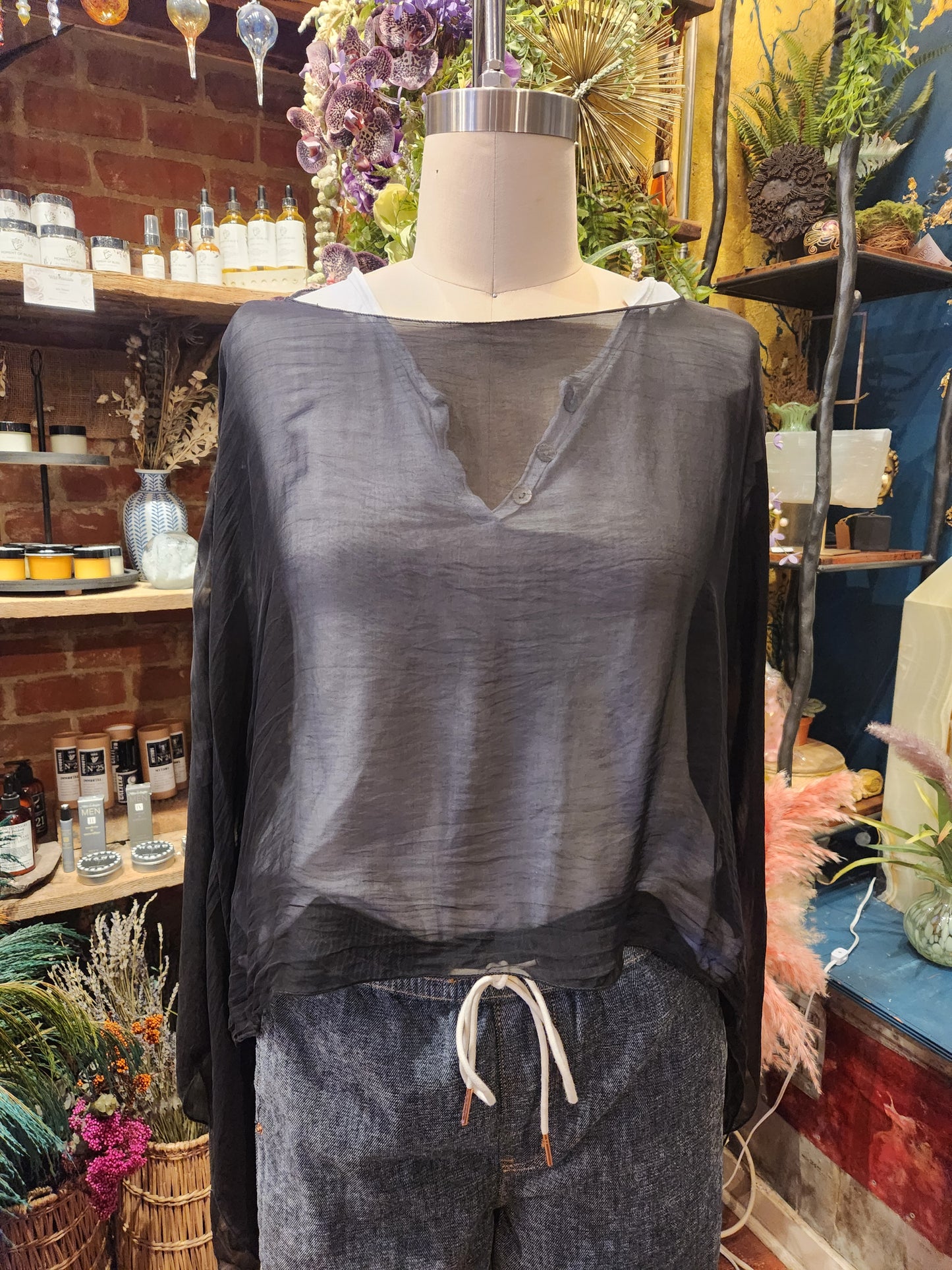 Silk Blend Cape Top  (multiple colors available