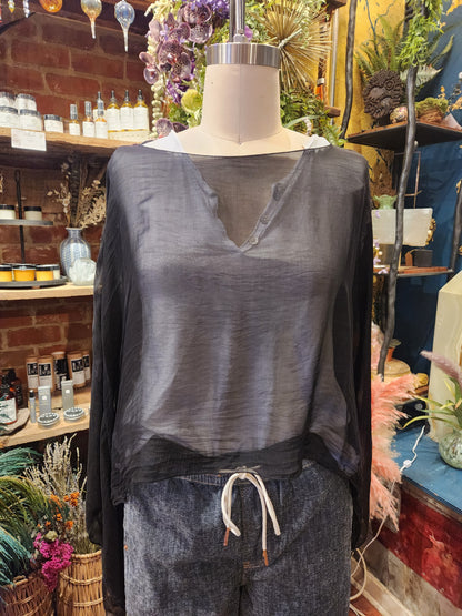 Silk Blend Cape Top  (multiple colors available