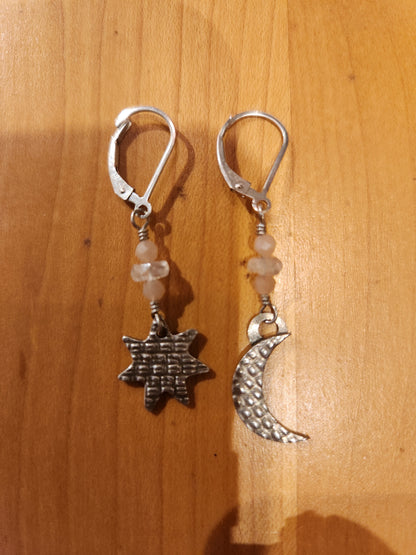 Sun & Moon Earrings - Sterling Silver