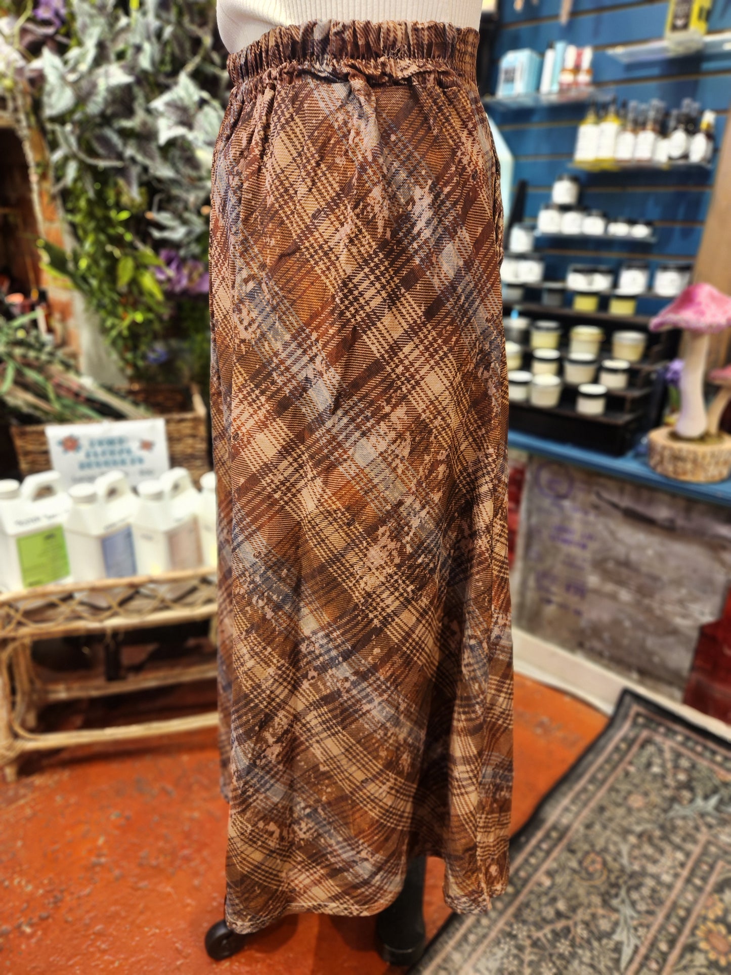 Corduroy Plaid Skirt