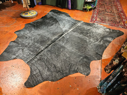 Black & Silver Metallic Cowhide Rug