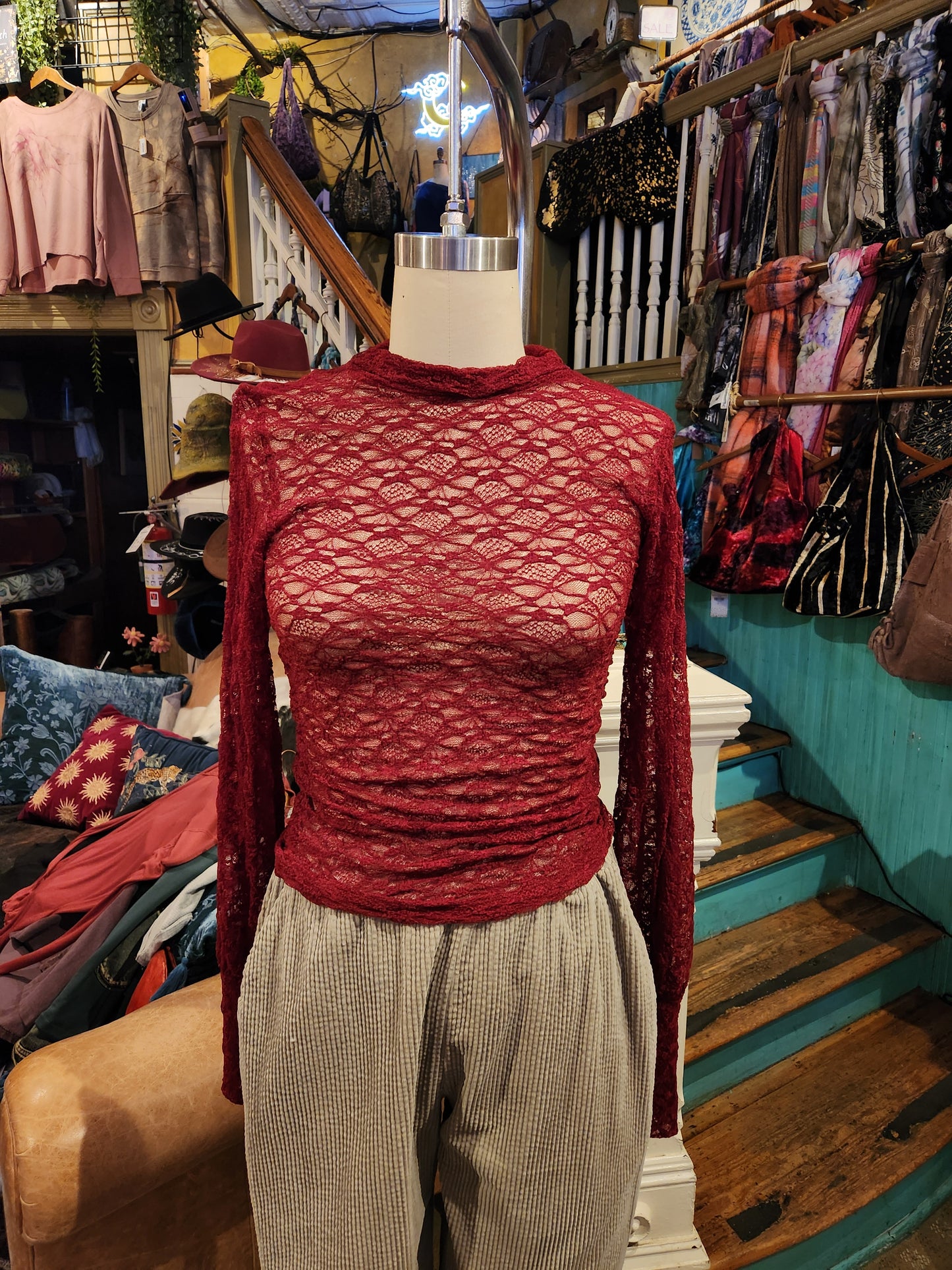 Evelynnn Lace Long Sleeve - Cabernet