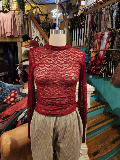 Evelynnn Lace Long Sleeve - Cabernet