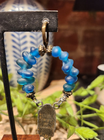 Mother Mary Earrings ( blue)
