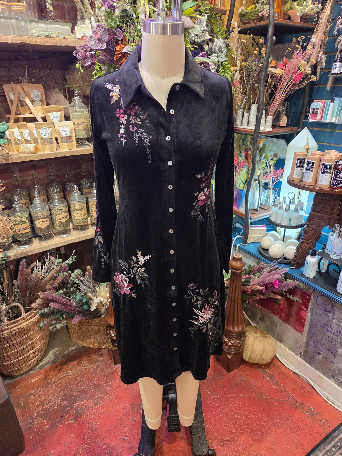 Velour Knit Shirt Dress