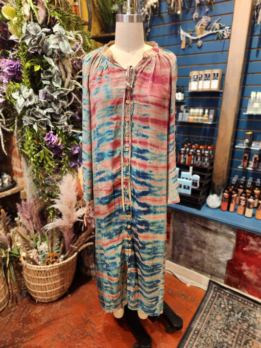 Crepe Sari Woodstock Duster Dress