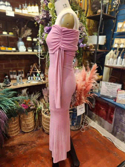Pink Sunset Off Shoulder Maxi Dress
