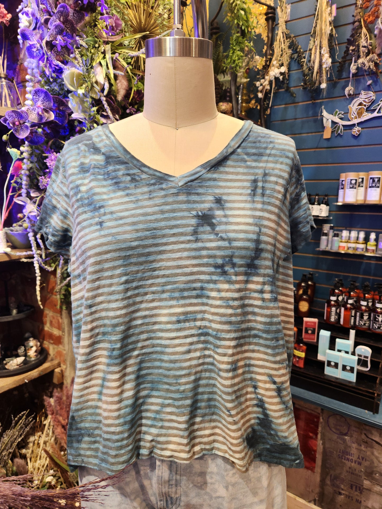 Summer Stripe V Neck Shirt