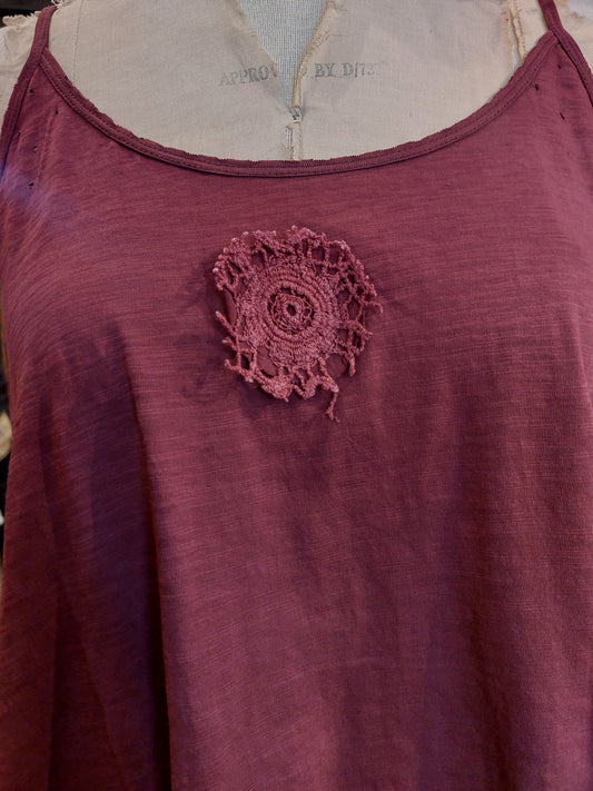 Cami with Lace Inset and Raw Edges