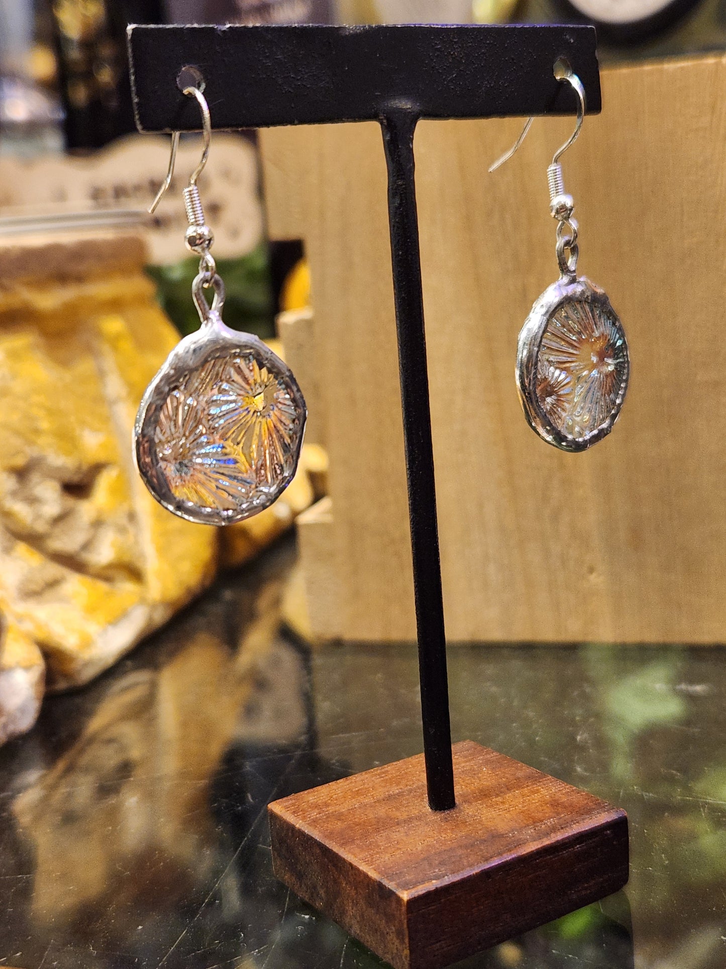 Circle Earrings (2) Blue iridescent - *KC32