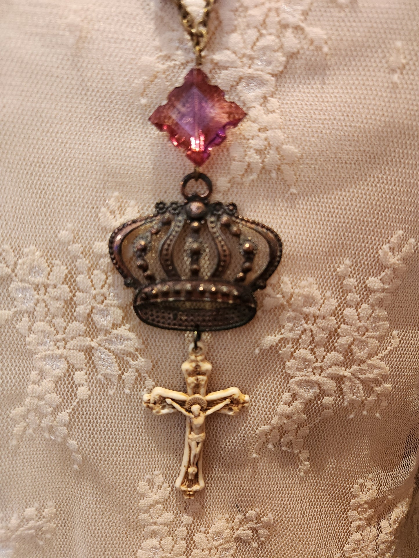 Crown and Cross Necklace