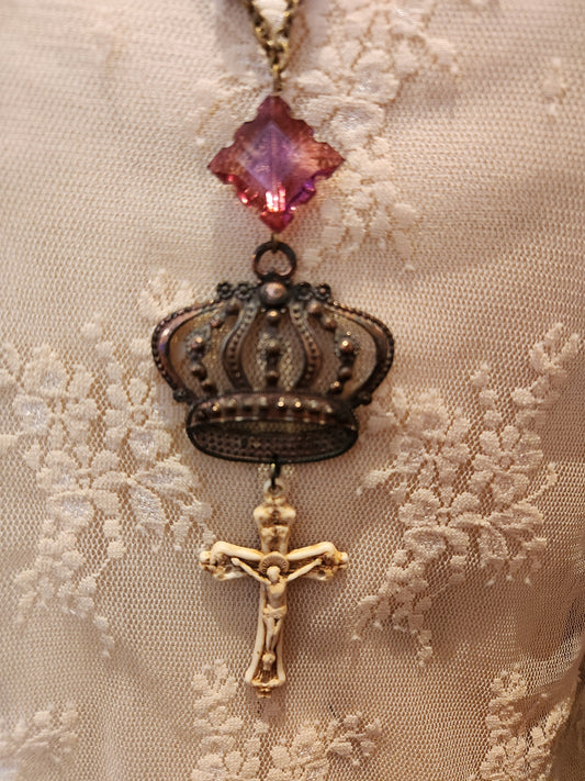 Crown and Cross Necklace