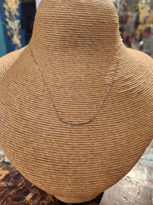 Sterling Silver Beaded Pendant - Paper Clip Chain
