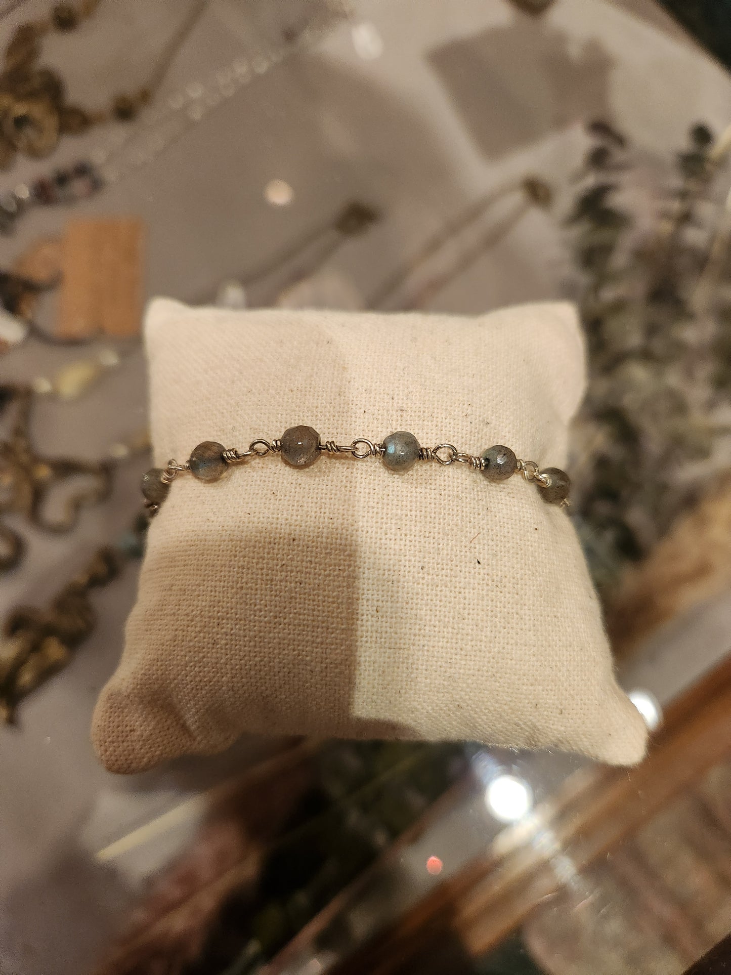 Labradorite Beaded Sterling Silver Bracelet
