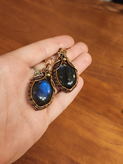 Labradorite Earrings with Copper