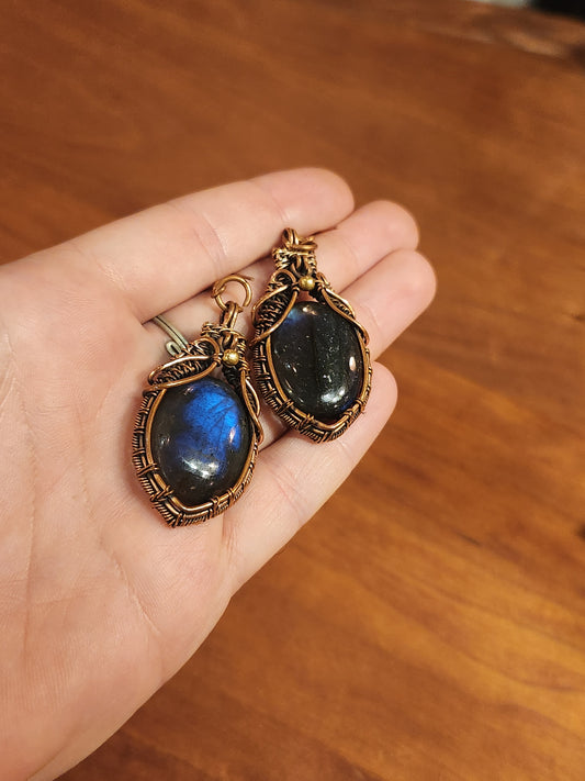Labradorite Earrings with Copper