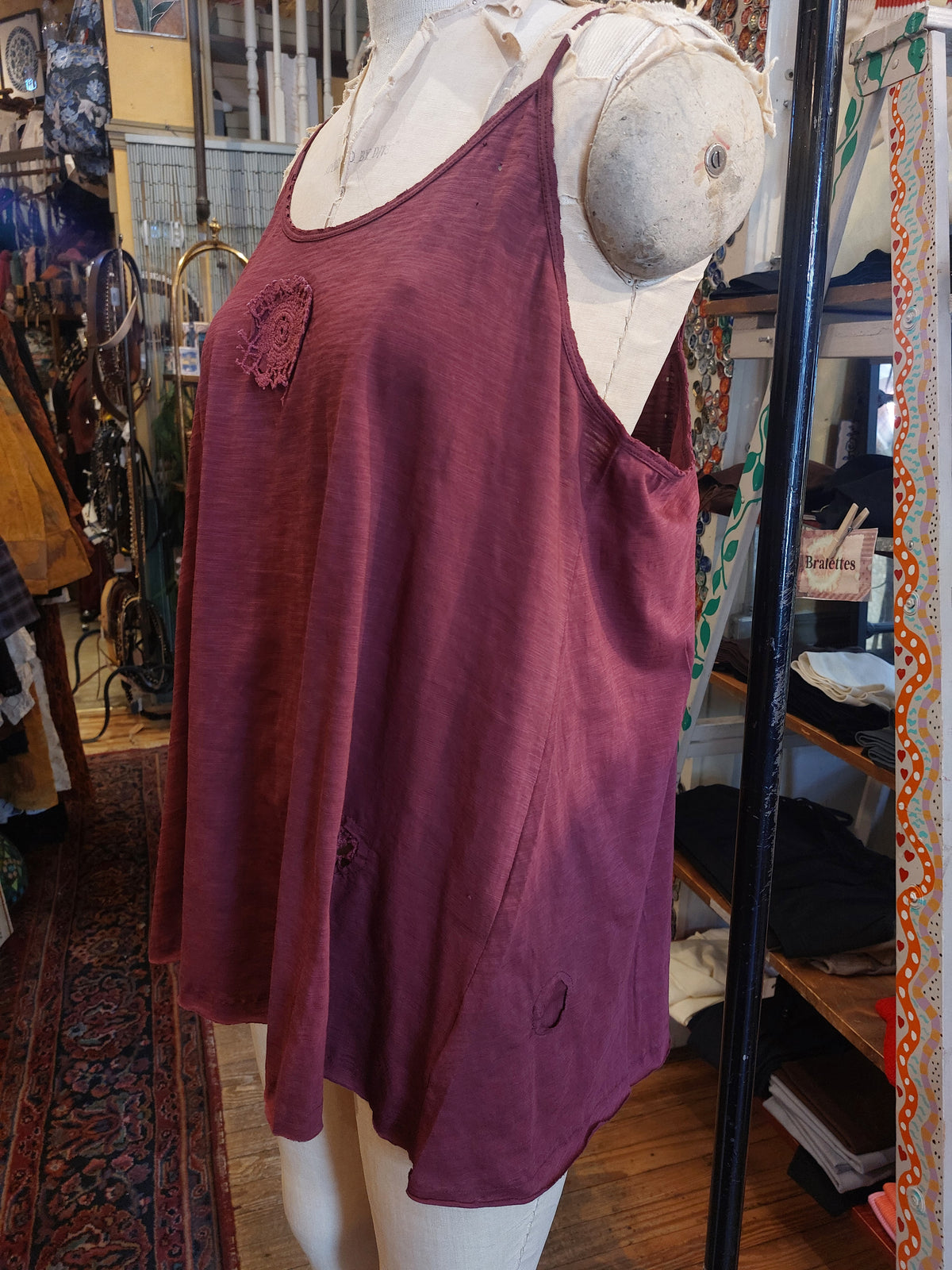 Cami with Lace Inset and Raw Edges