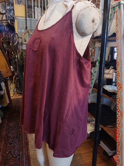 Cami with Lace Inset and Raw Edges