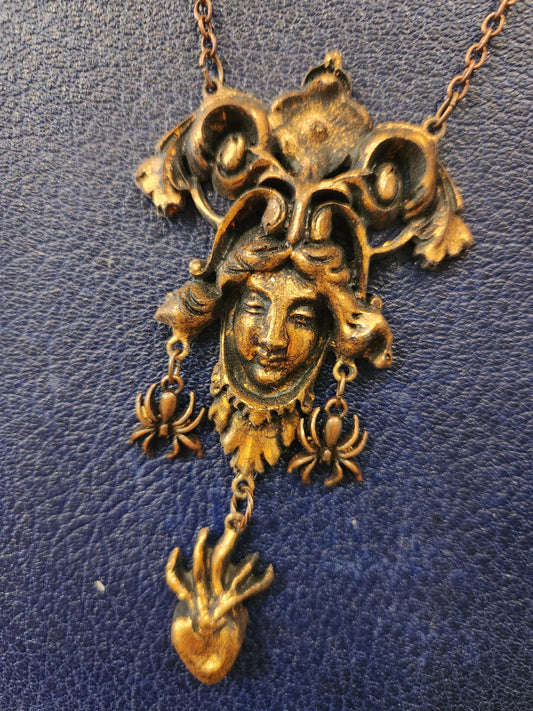 The Mortal Weaver   Handmade Hidden Portrait Necklace