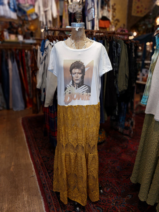 David Bowie Yellow Lace Bottom Dress* #54