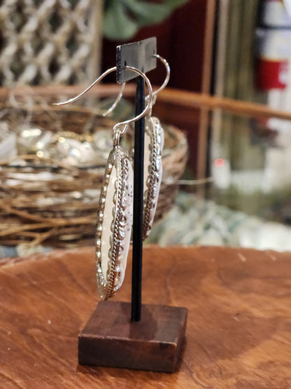 Mother Mary Carved Bone Earrings