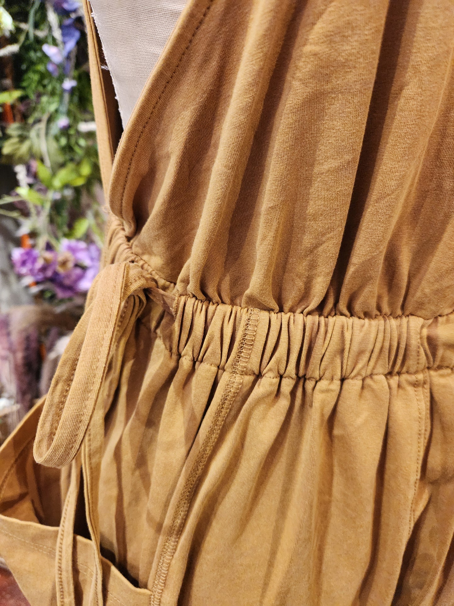 Drawstring Back Waist Jumpsuit ( Toffee)