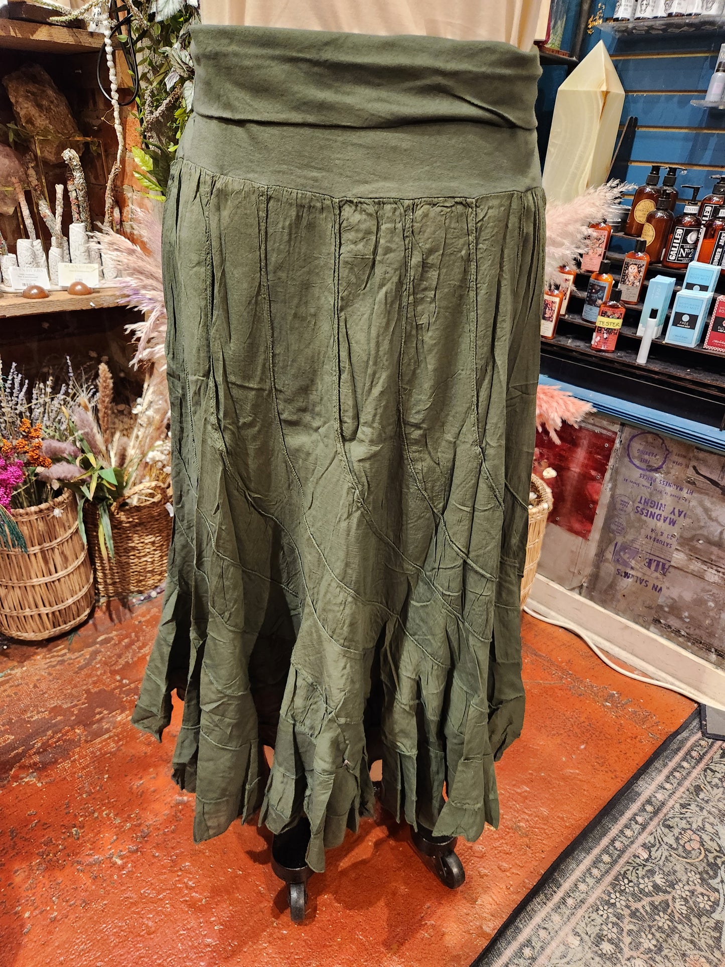 Forest Green Long Circle Skirt