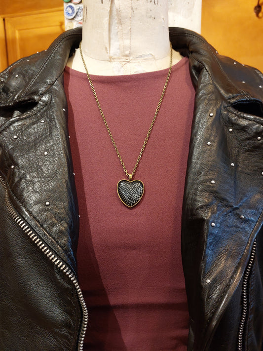 Spiderweb Heart Necklace - B