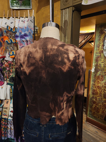 Hand Dyed 'Cutloose' Mesh Top - Chocolate