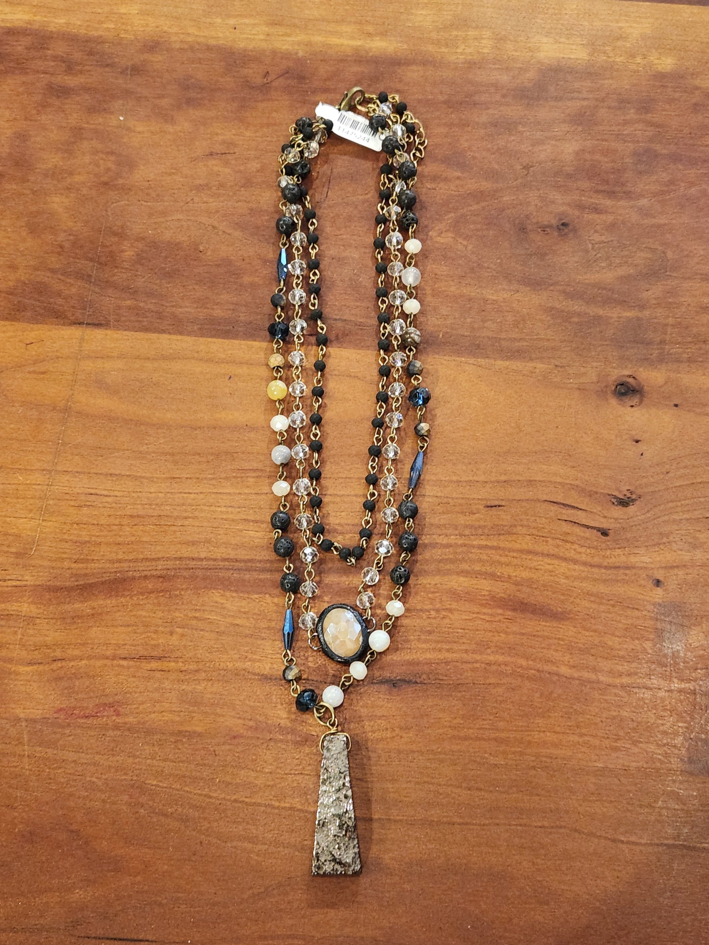 Bohemian Layered Black Stone & Crystal Necklace