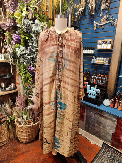 Crepe Sari Woodstock Duster Dress