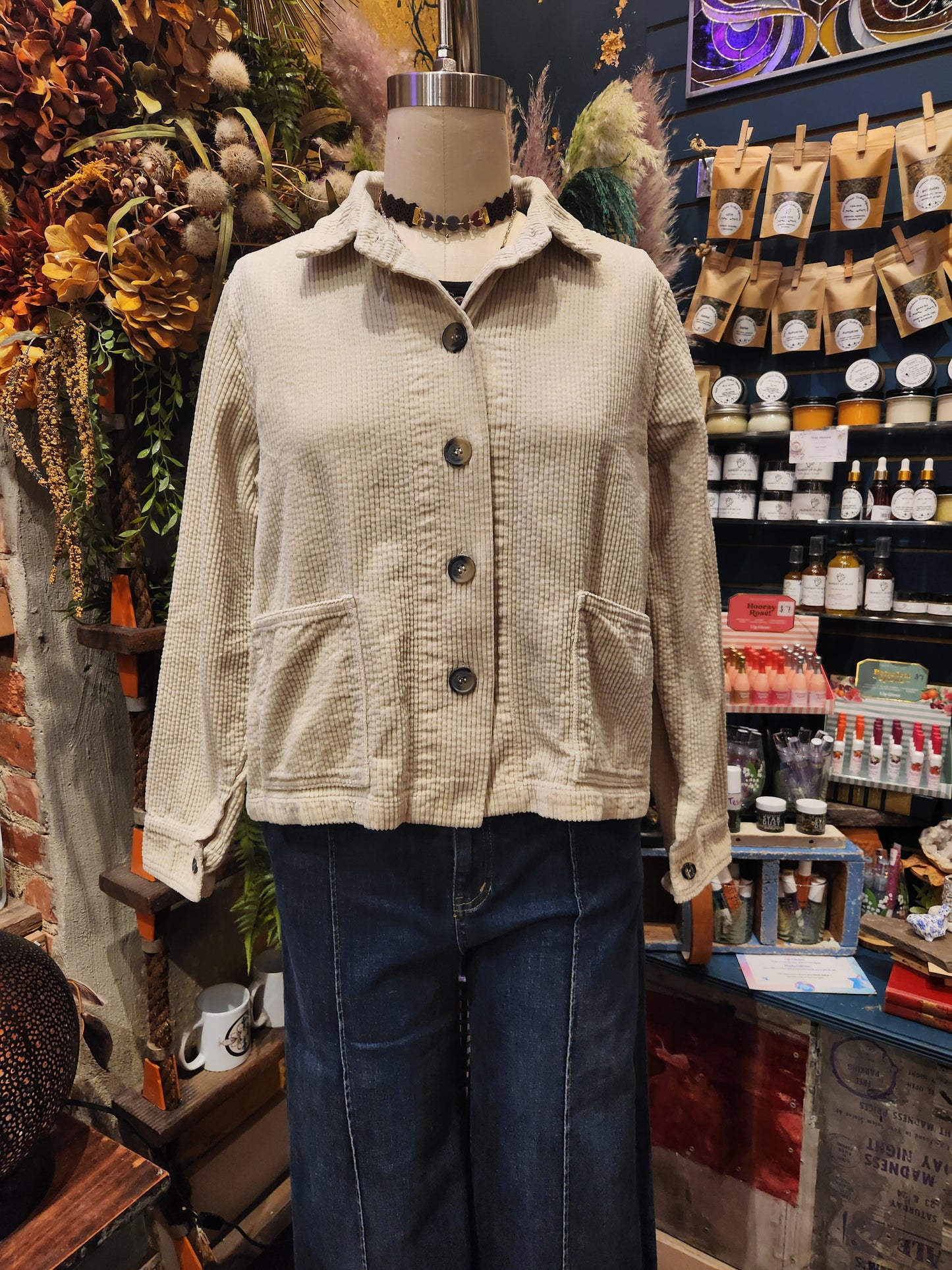 Cropped Lux Cord Jacket - Moonbeam