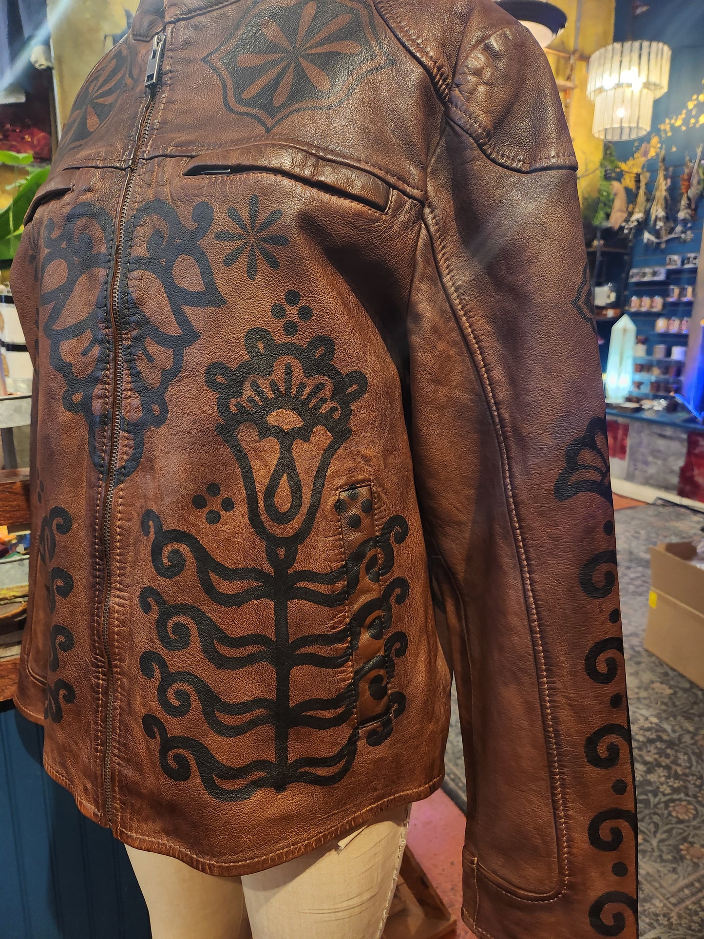 Tribal Fantasy Mauritius Leather Jacket - Dusty Kessel*