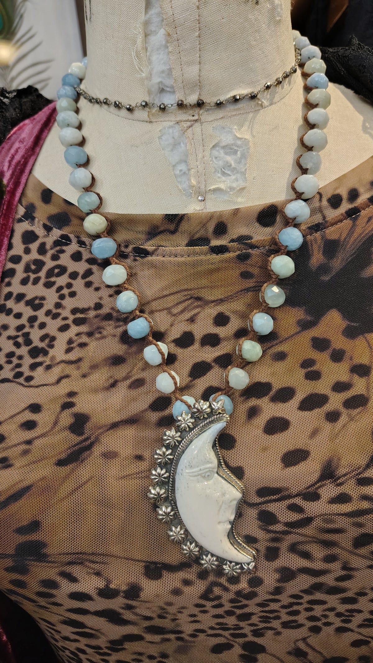 Bone Moon Carved Necklace