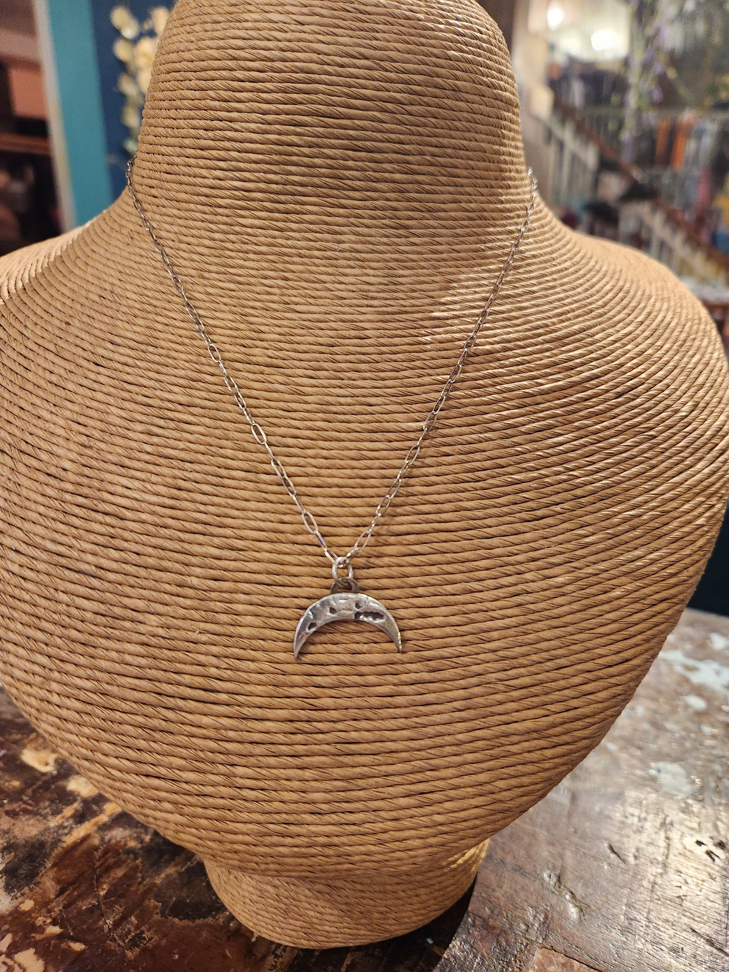 Quarter Moon Sterling Silver Necklace