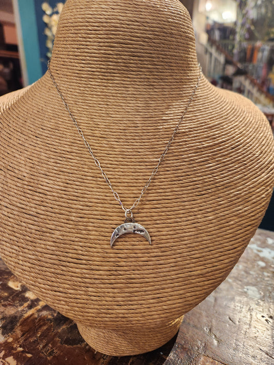 Quarter Moon Sterling Silver Necklace