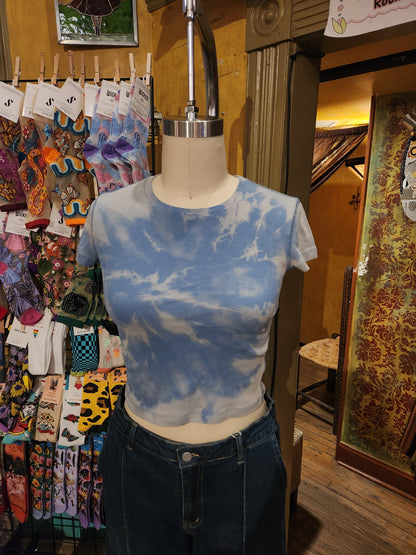 Hand Dyed 'Mimosa' Baby Tee - Blue