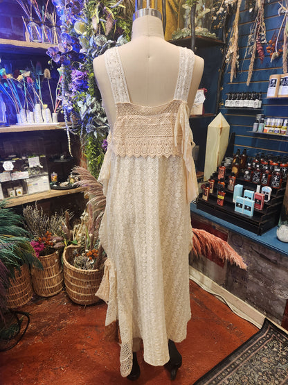 Layered Lace Tiered Split Dress with Straps