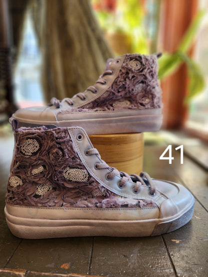 Hand Dyed Floral High Top Sneaker
