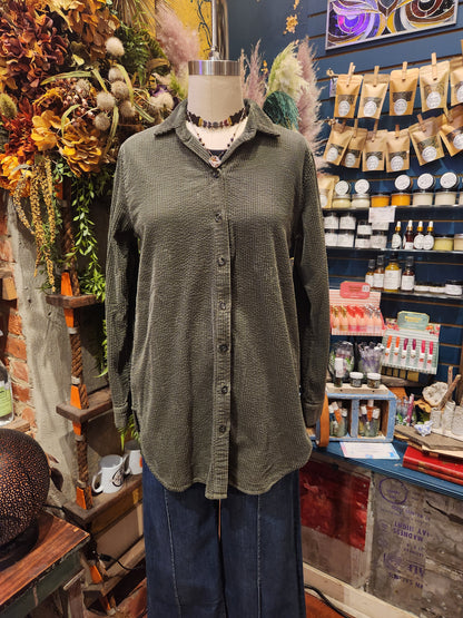 Aline Lux Cord Shirt - Kelp