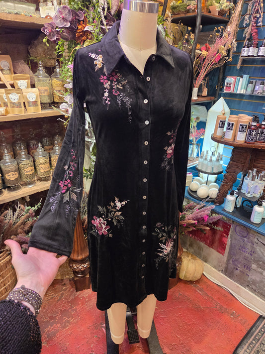 Velour Knit Shirt Dress
