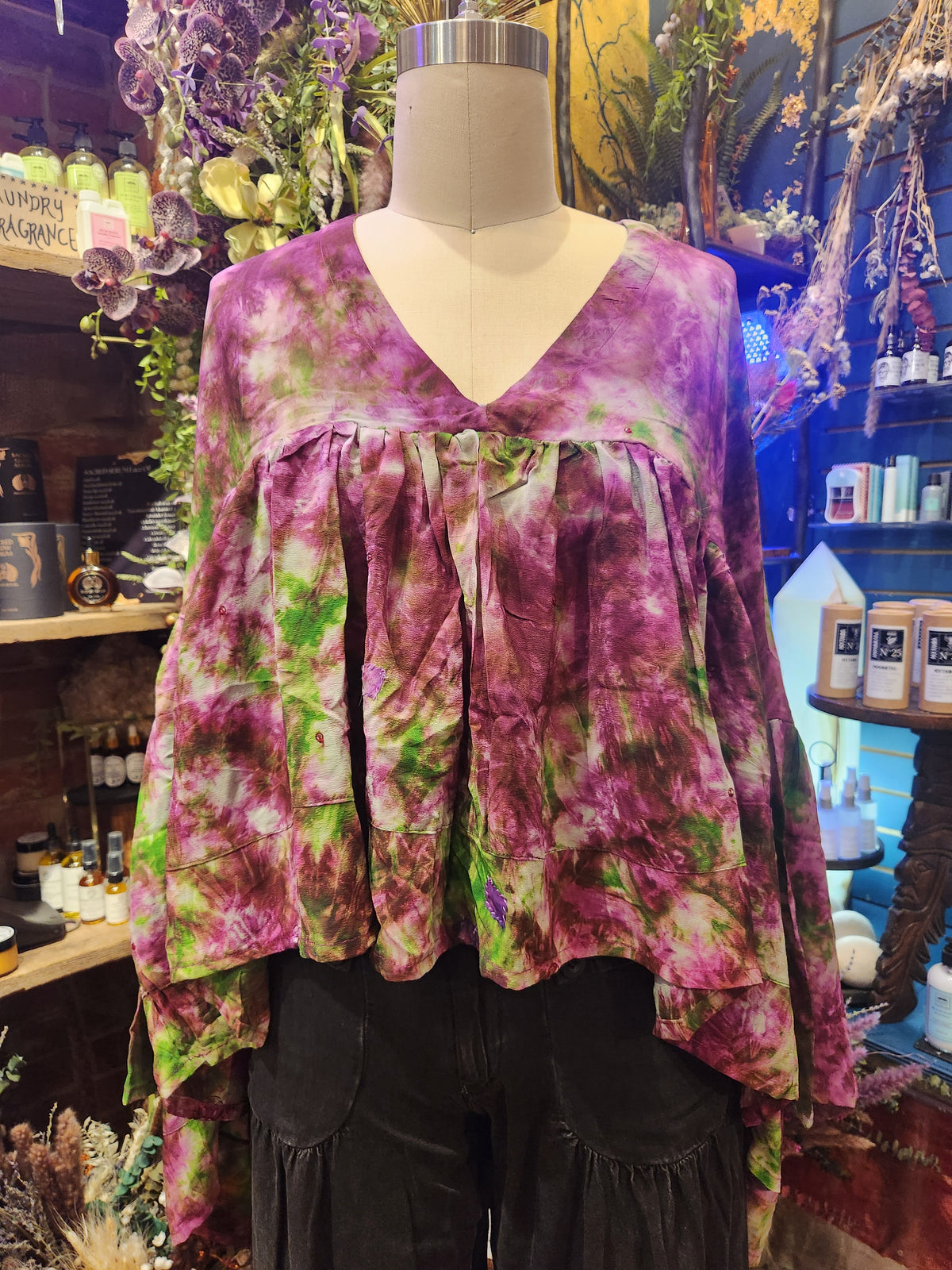 Crepe Sari Bell Sleeve Gold Dust Crop 0826 068
