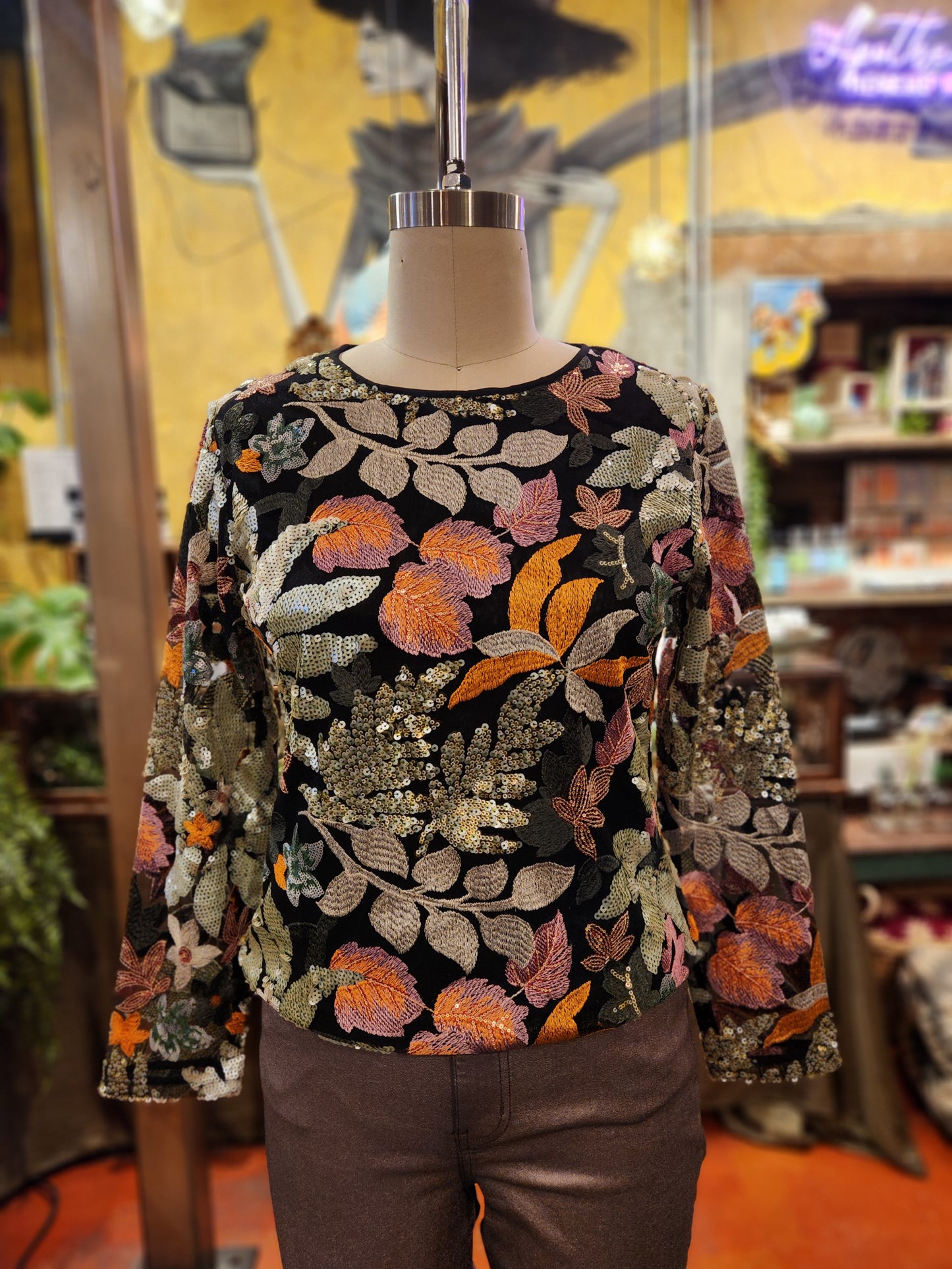 Embroidered Sequin Top