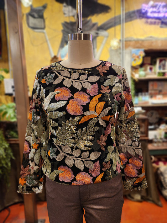 Embroidered Sequin Top